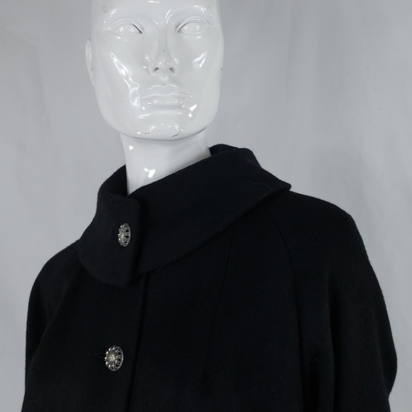 Vintage 60s Wool Long Coat Rhinestone buttons - Picture 3 of 8